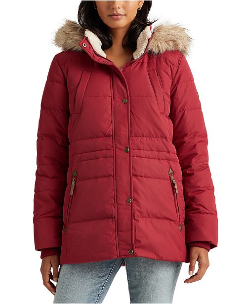 Lauren Ralph Lauren Faux Fur Trim Hooded Down Coat Created For Macy S Reviews Coats Women Macy S