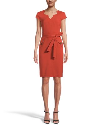 kasper belted sheath dress