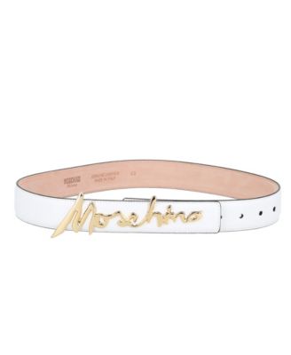 moschino thick leather logo belt