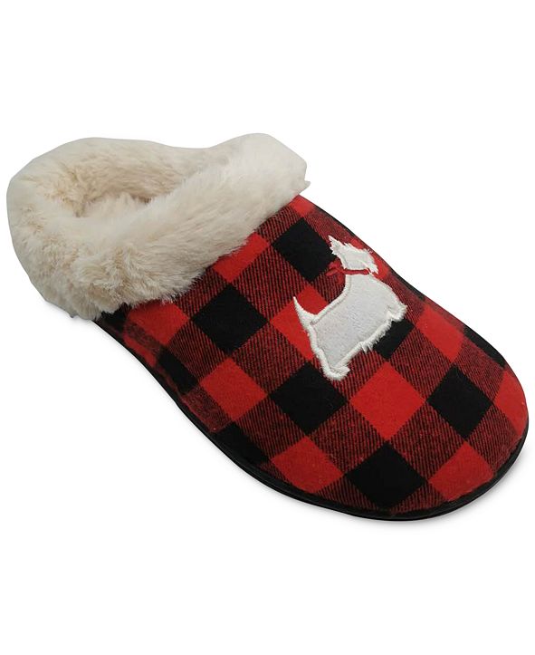 Charter Club Women's Buffalo Check Scottie Slippers, Created for Macy's