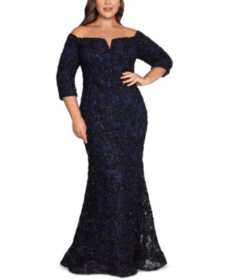 xscape off the shoulder lace dress