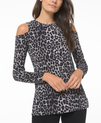 cold shoulder leopard print tops