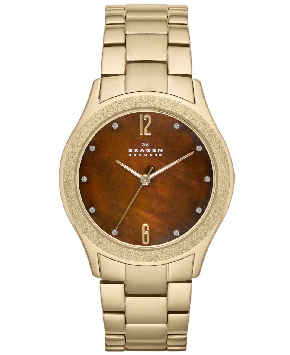 Skagen Denmark Womens Gold Ion Plated Stainless Steel Bracelet Watch 38mm SKW2108   A Exclusive   Watches   Jewelry & Watches