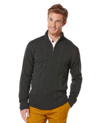 Tasso Elba Sweater, Quarter-Zip Mock Neck French Ribbed Pullover - Men ...