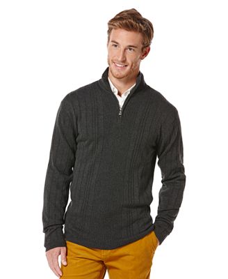 Perry Ellis Sweater, Quarter Zip Sweater - Sweaters - Men - Macy's