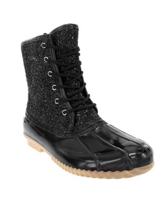 black glitter duck boots