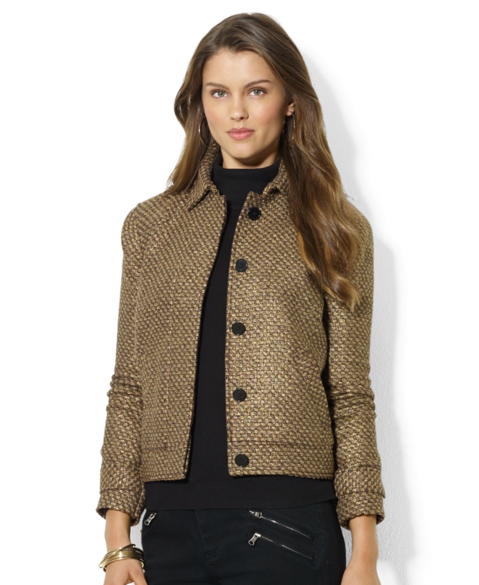 Lauren Ralph Lauren Metallic Button Front Tweed Jacket   Jackets & Blazers   Women