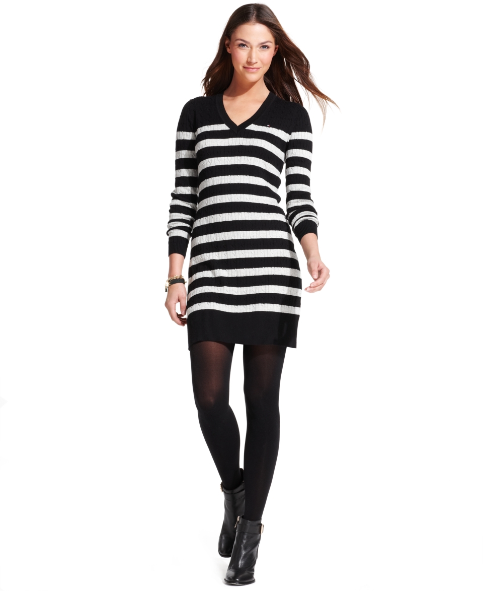 Tommy Hilfiger Long Sleeve Striped Sweater Dress   Dresses   Women