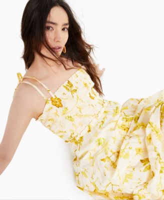 tie shoulder smocked dress