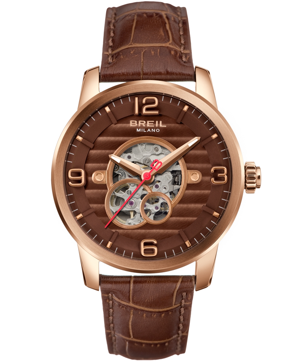 Breil Milano Mens Automatic Brown Leather Strap Watch 44mm TW1258   Watches   Jewelry & Watches