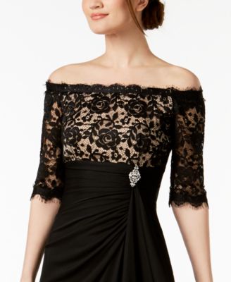 Betsy & Adam Petite Ruched Off-The-Shoulder Gown & Reviews - Dresses ...