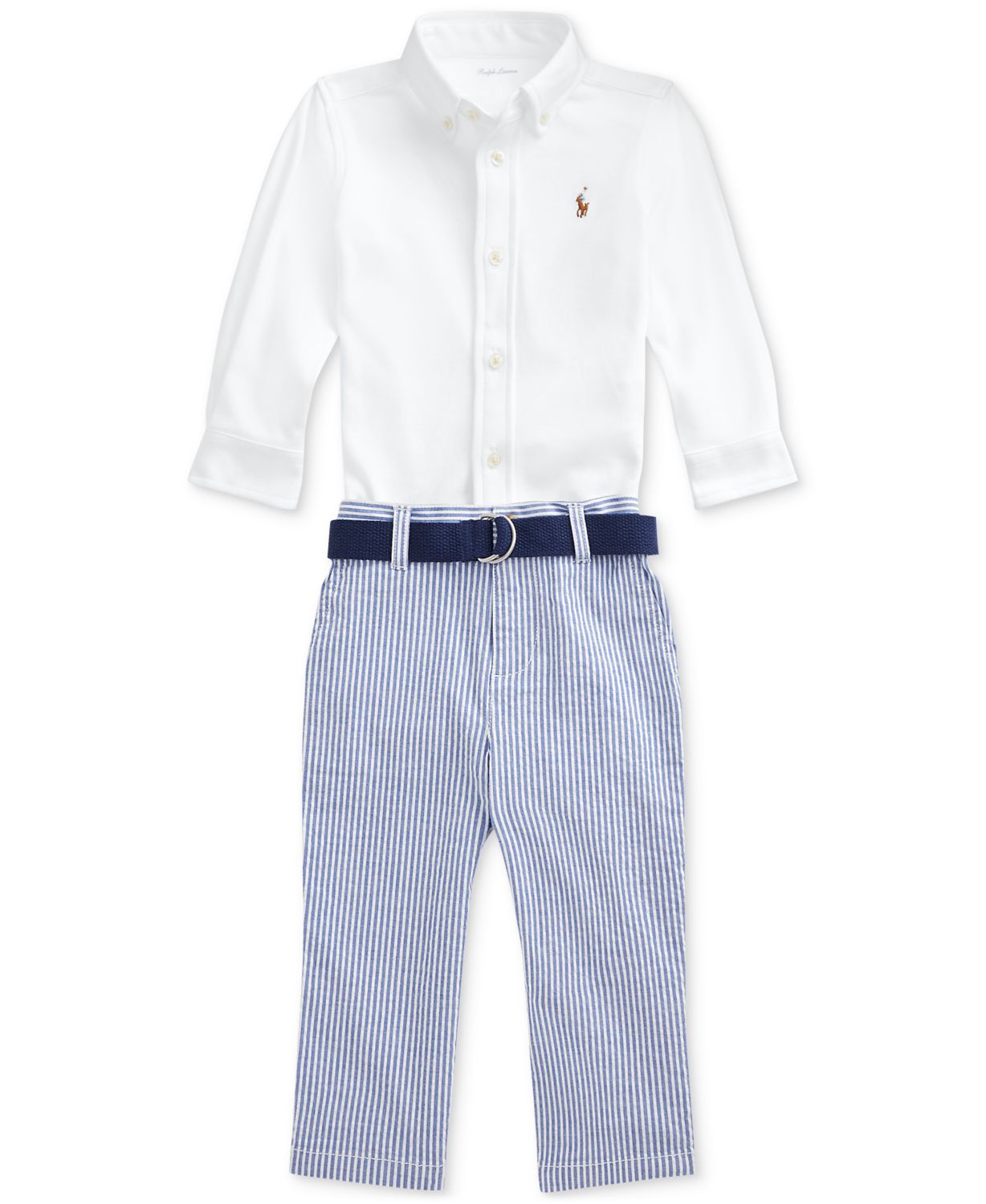 Polo Ralph Lauren Ralph Lauren Baby Boys 3-Pc. Shirt, Seersucker Pants & Belt Set & Reviews - Sets & Outfits - Kids - Macy's