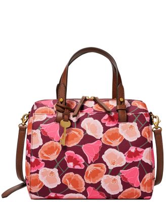 fossil rachel satchel pink floral