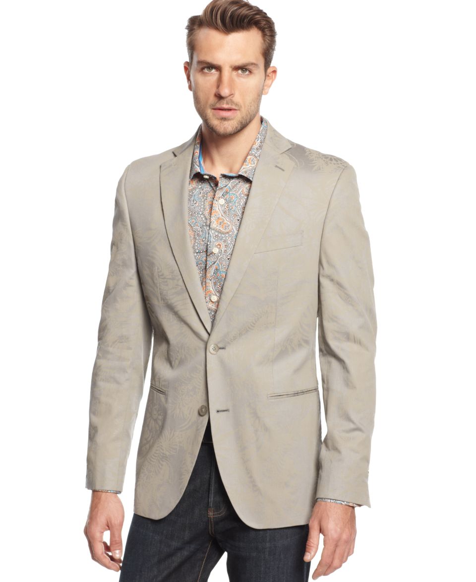 Tallia Orange Tropical Print Slim Fit Blazer