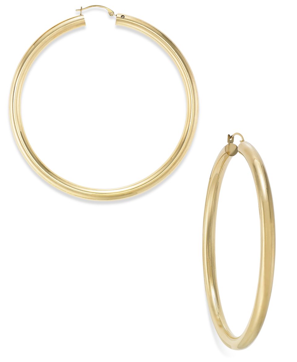 14k Gold Large Polished Hoop Earrings   Earrings   Jewelry & Watches