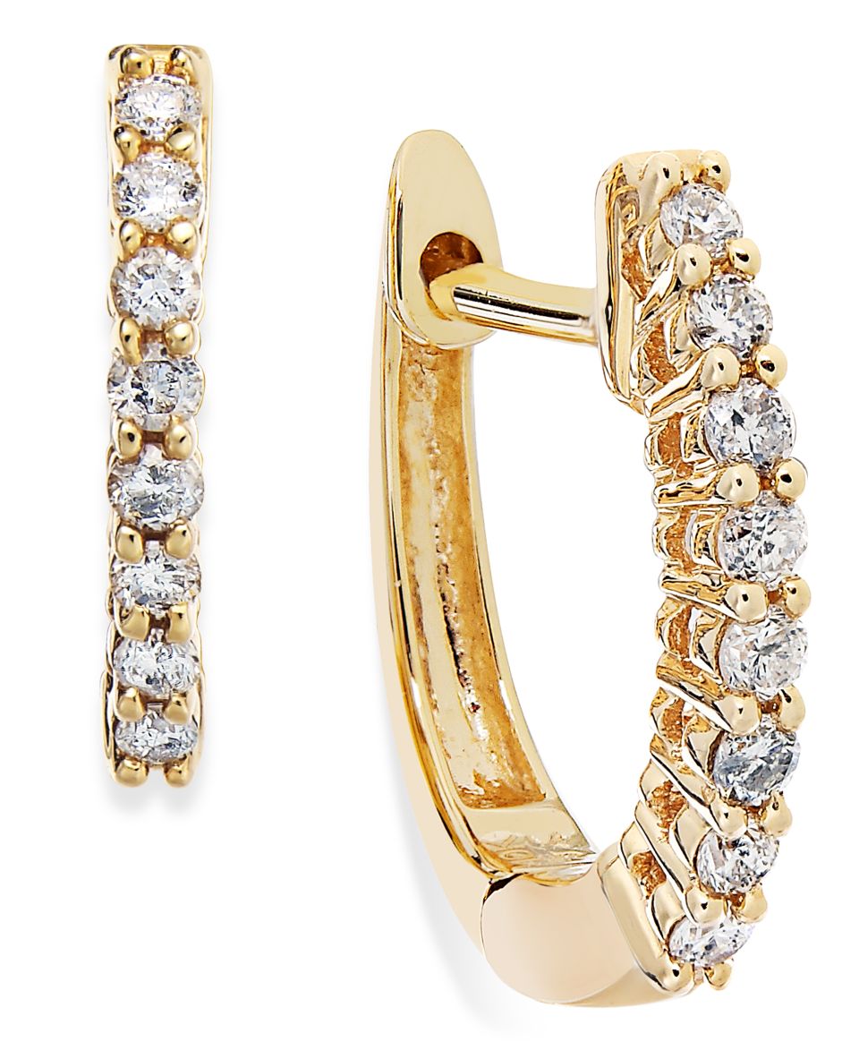 Diamond Earrings, 14k Gold Channel Set Diamond J Hoop Earrings (1/4 ct. t.w.)   Earrings   Jewelry & Watches