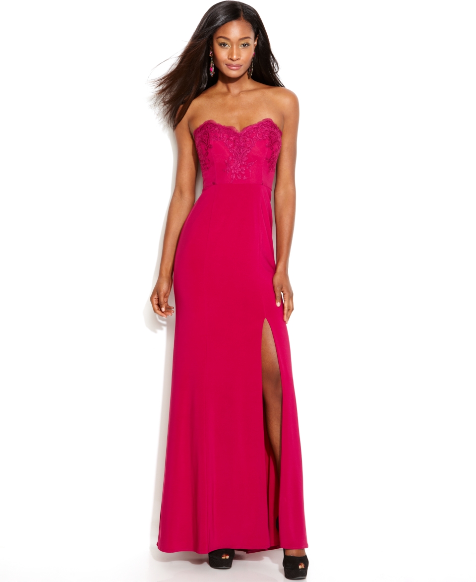 JS Boutique Strapless Lace Gown   Dresses   Women