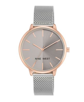 Женские часы Nine West, 40 мм, сетчатые, серебристые