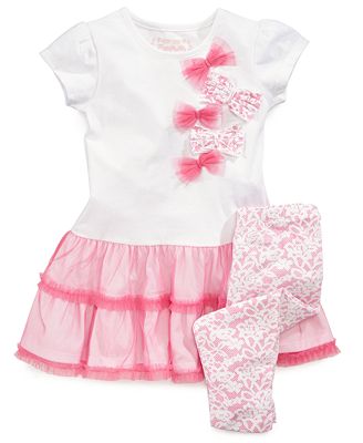 Flapdoodles Little Girls' Ballerina Bow Dress & Leggings - Kids - Macy's