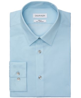 calvin klein steel men's slim fit non iron performance herringbone point collar dress shirt