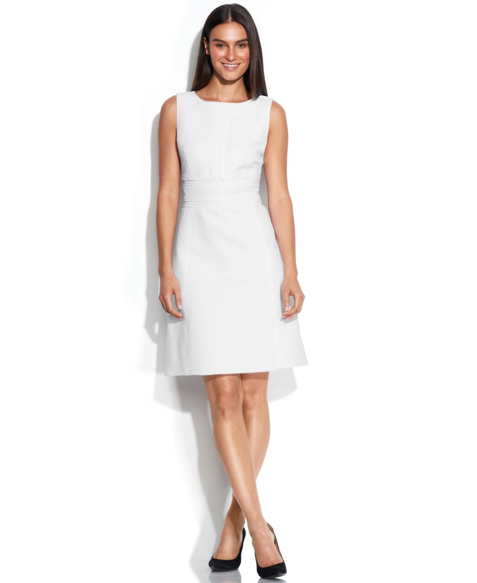 Calvin Klein Sleeveless Jacquard A Line Dress   Dresses   Women   