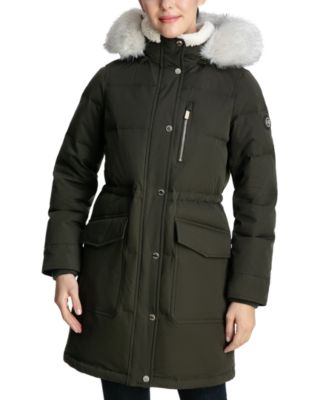 michael kors dark moss down coat