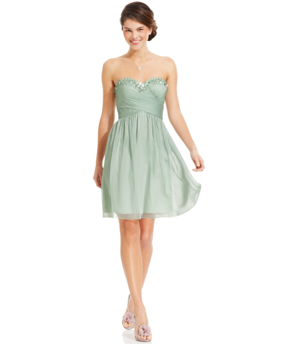 Adrianna Papell Strapless Floral Applique Dress   Dresses   Women