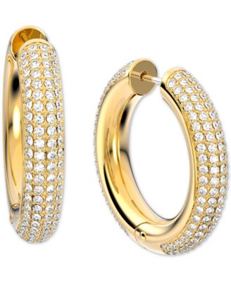 Золотые серьги-кольца с паве от Swarovski