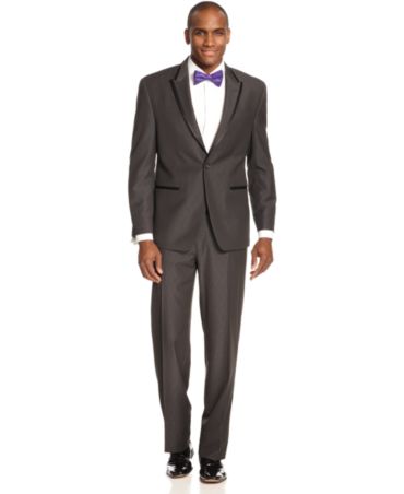 Sean John Dark Grey Paisley Tonal Tuxedo Big and Tall - Suits & Suit ...