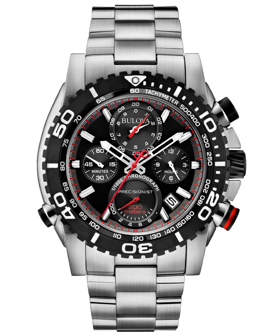 Bulova Mens Chronograph Precisionist Black Rubber Strap Watch 47mm 98B172   Watches   Jewelry & Watches
