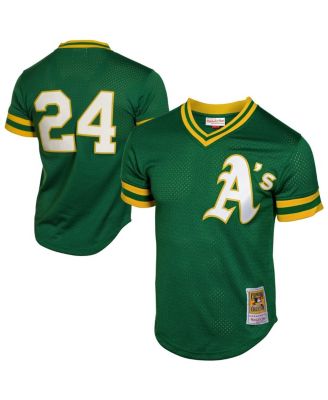 Мужская майка Rickey Henderson Green Oakland Athletics 1991 Cooperstown Mesh для тренировок по бейсболу зеленого цвета от Рики Хендерсона.