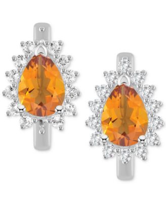 Серьги-кольца Macy's с аметистом и белым топазом, серебро