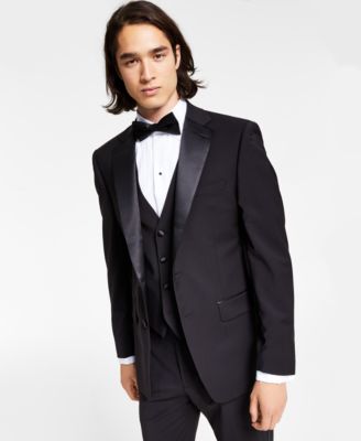 Мужской приталенный черный пиджак-смокинг Calvin Klein Infinite Stretch черного цвета 90290₽