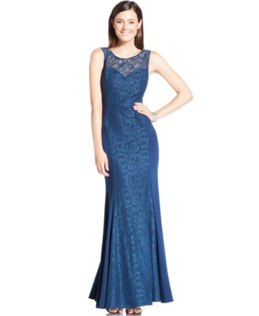 JS Collections Illusion-Lace-Panel Mermaid Gown - Dresses - Women - Macy's