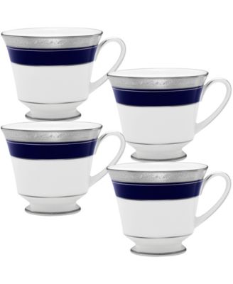Набор из 4 чашек Noritake Crestwood Cobalt Platinum, 8 унций.