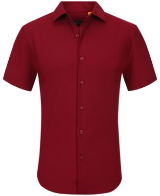 Мужская приталенная рубашка Suslo Couture Performance с короткими рукавами и однотонной отделкой на пуговицах