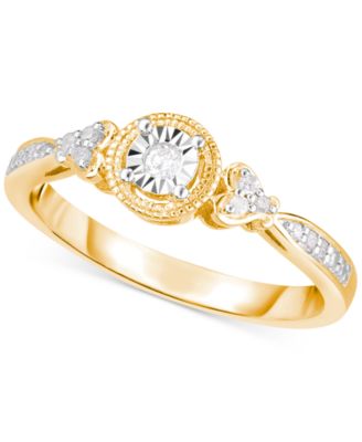 Кольцо с бриллиантом Promise Ring (1/10 карата по весу) из стерлингового серебра с позолотой 14 карат