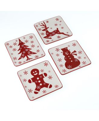 Праздничные салатные тарелки Euro Ceramica Winterfest, набор из 4 штук