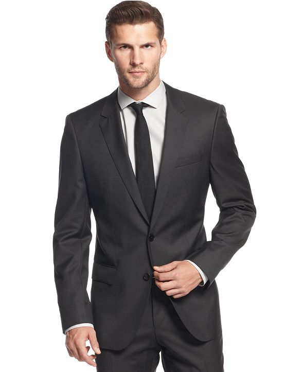 Hugo Boss BOSS Charcoal Solid Slim-Fit Suit & Reviews - Suits & Tuxedos ...