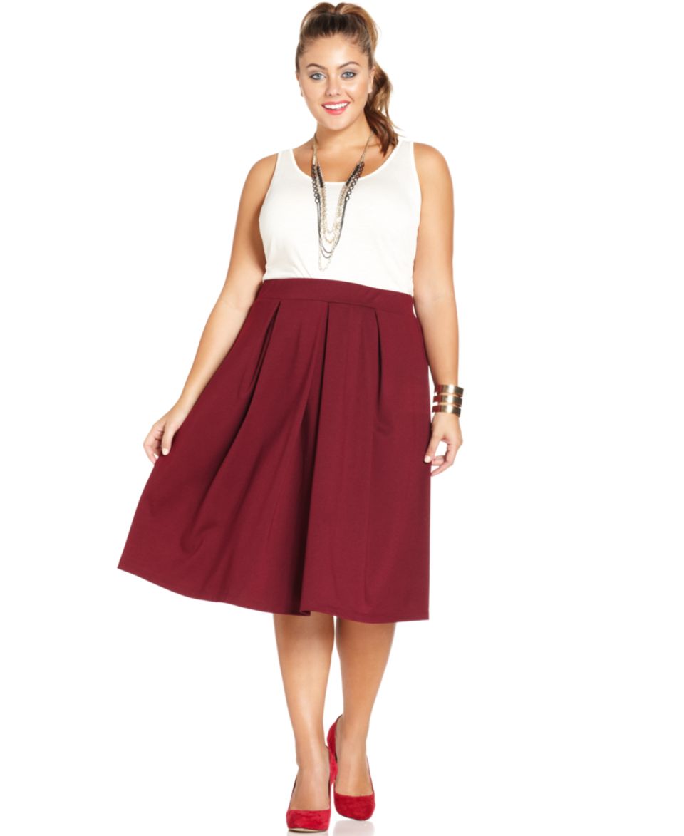 ING Plus Size A Line Midi Skirt   Skirts   Plus Sizes