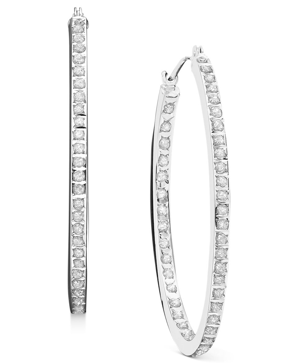 Sterling Silver Earrings, Diamond Accent Extra Large Hoop Earrings   Earrings   Jewelry & Watches