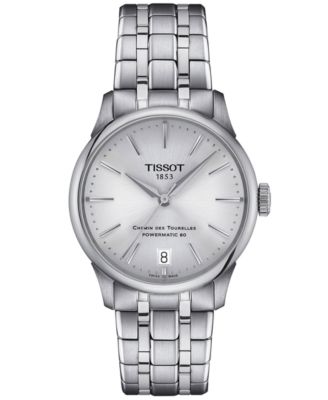 Женские швейцарские автоматические часы Tissot Chemin des Tourelles Powermatic 80 с браслетом из нержавеющей стали 34 мм