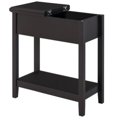 Приставной столик HOMCOM Wood Flip Top End с нижней полкой шкафа для домашнего офиса