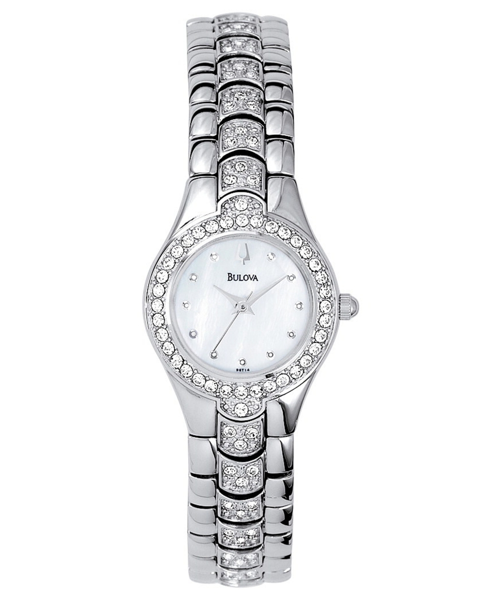 Bulova Watch, Womens Crystal Stainless Steel Bracelet 22mm 96T14