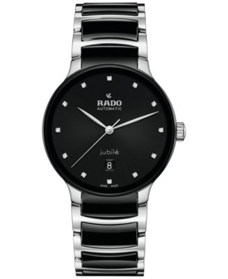Мужские швейцарские автоматические часы Rado с бриллиантом Centrix (1/10 карата), черные высокотехнологичные часы-браслет из керамики и нержавеющей стали, 40 мм
