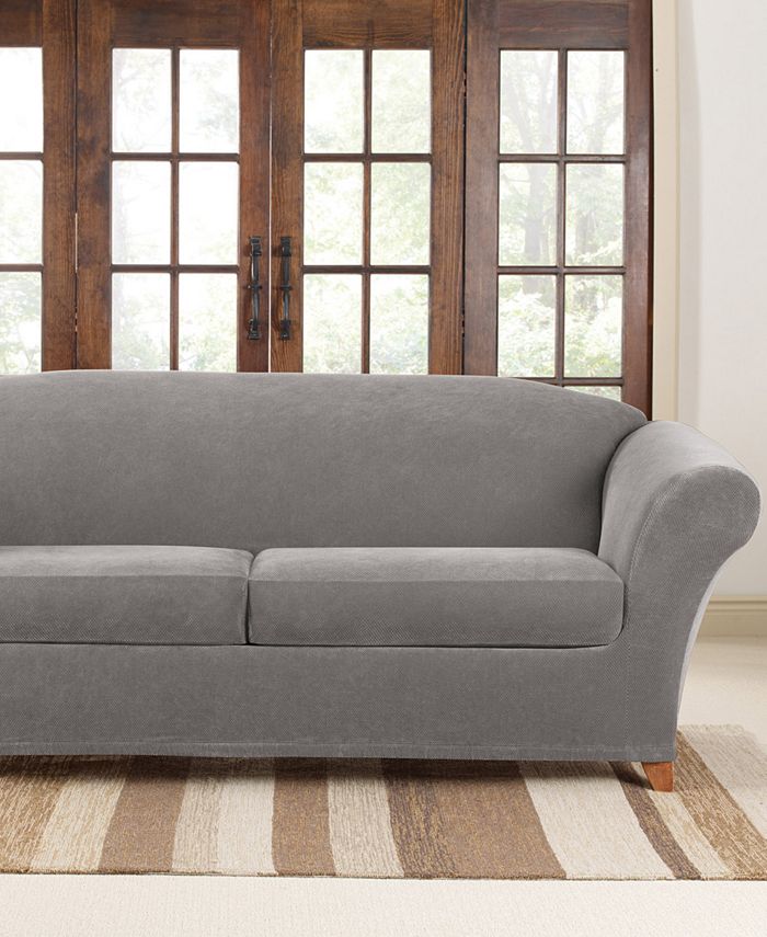 stretch pique 2 cushion sofa slipcover