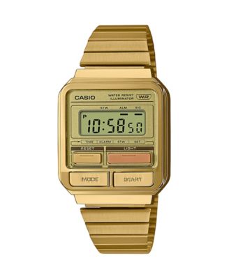 Цифровые золотые часы Casio Унисекс из нержавеющей стали, 33,5 мм, A120WEG-9AVT