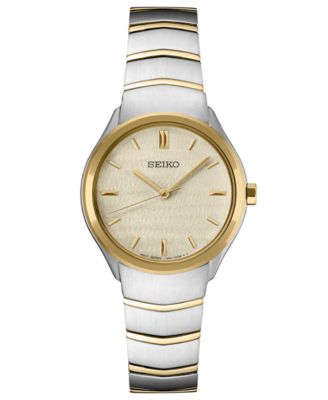 Женские часы Seiko Essentials с двухцветным браслетом из нержавеющей стали 30 мм