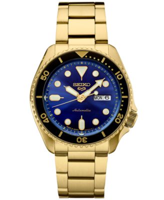 Мужские автоматические 5 спортивных часов Seiko с золотым браслетом из нержавеющей стали 43 мм