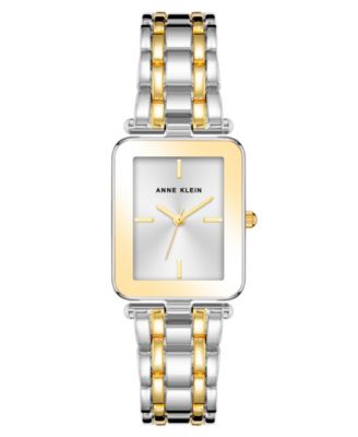 Женские кварцевые часы Anne Klein с тремя стрелками, прямоугольный браслет из двухцветного сплава, 22 мм